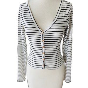 Black and White Stripped Button up Blouse
